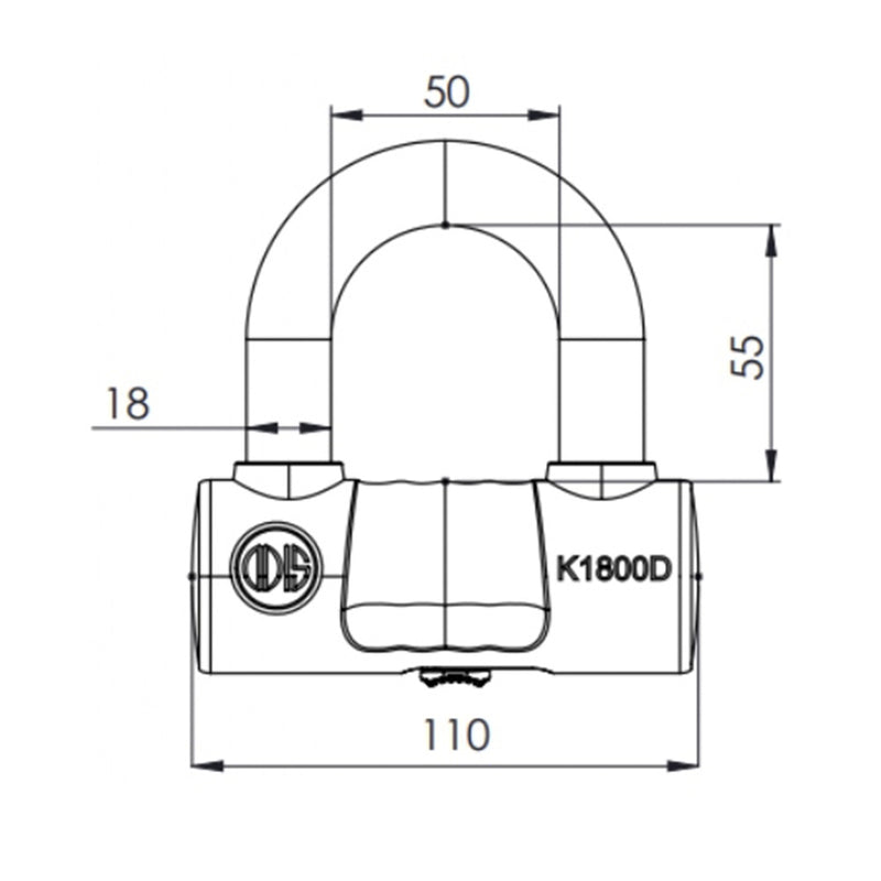 Candado U Lock Odis K1800D Compacto c Cadena 10mm x 1,1 m