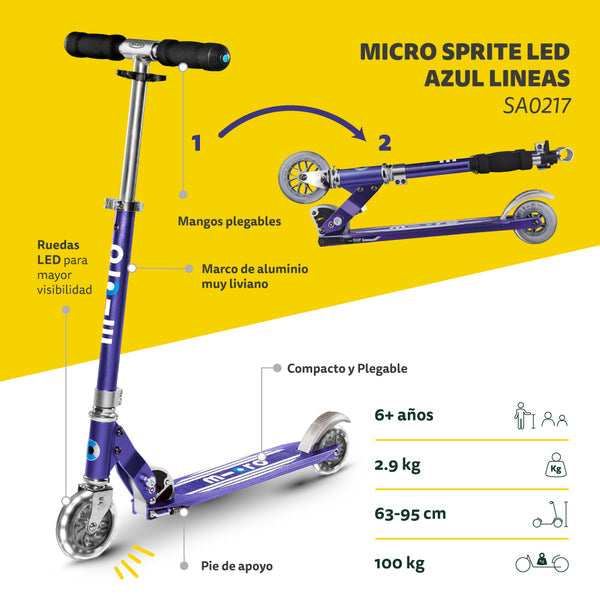 Micro Scooter Sprite Led Azul