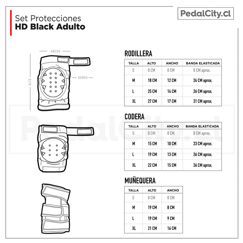 Set de Protecciones HD Black Adulto